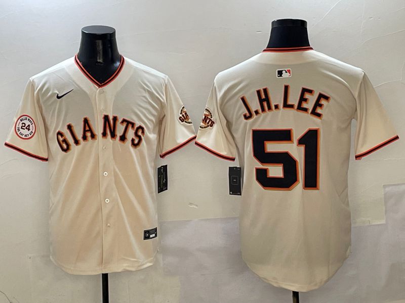 Men San Francisco Giants #51 J.H.Lee Cream Game Nike 2025 MLB Jersey style 7